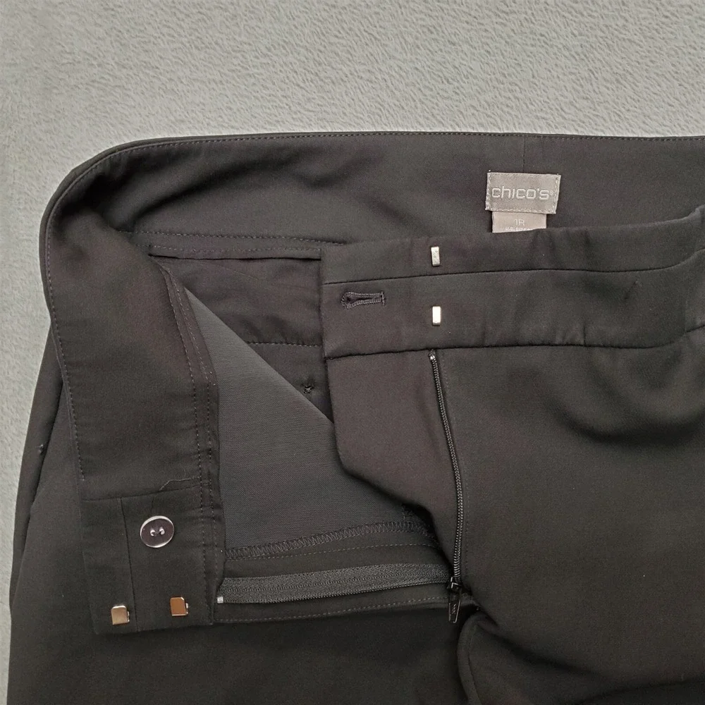 Chicos Pants Womens size 1 US 8 Medium‎ Black Dress Smart Casual Stretch Blend